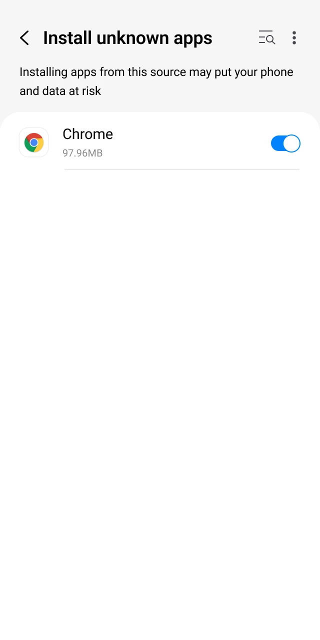 Enable unknown sources to install the Casper Spins App on Android.