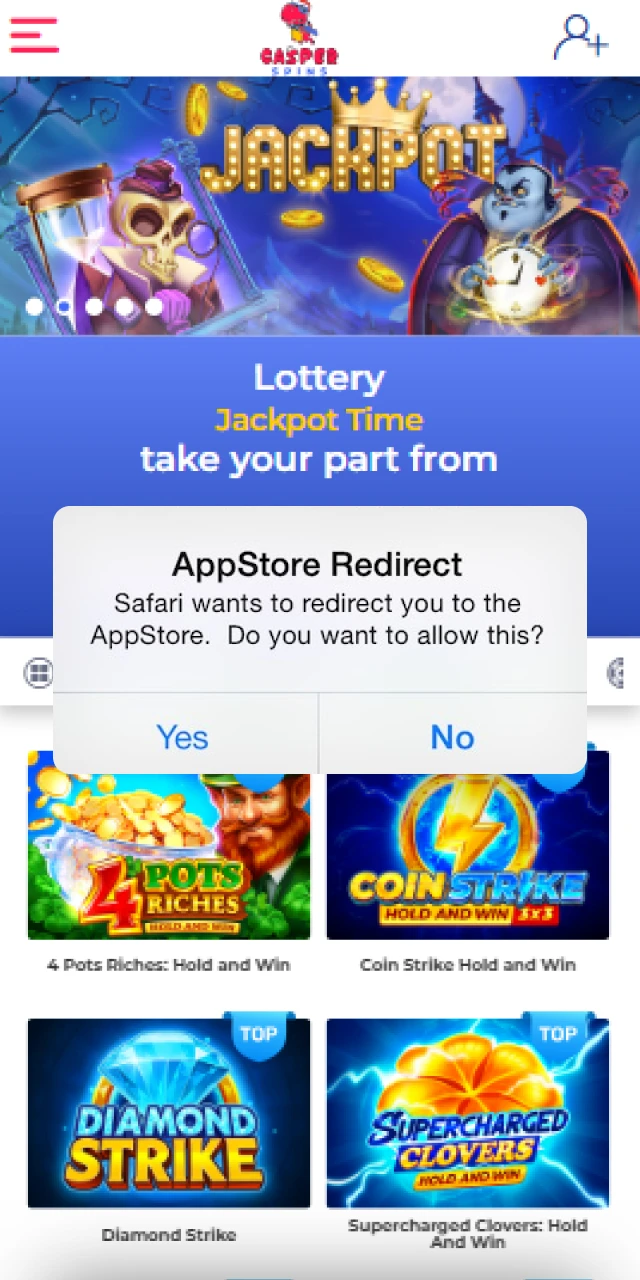 Access the App Store to download the Casper Spins App iOS.