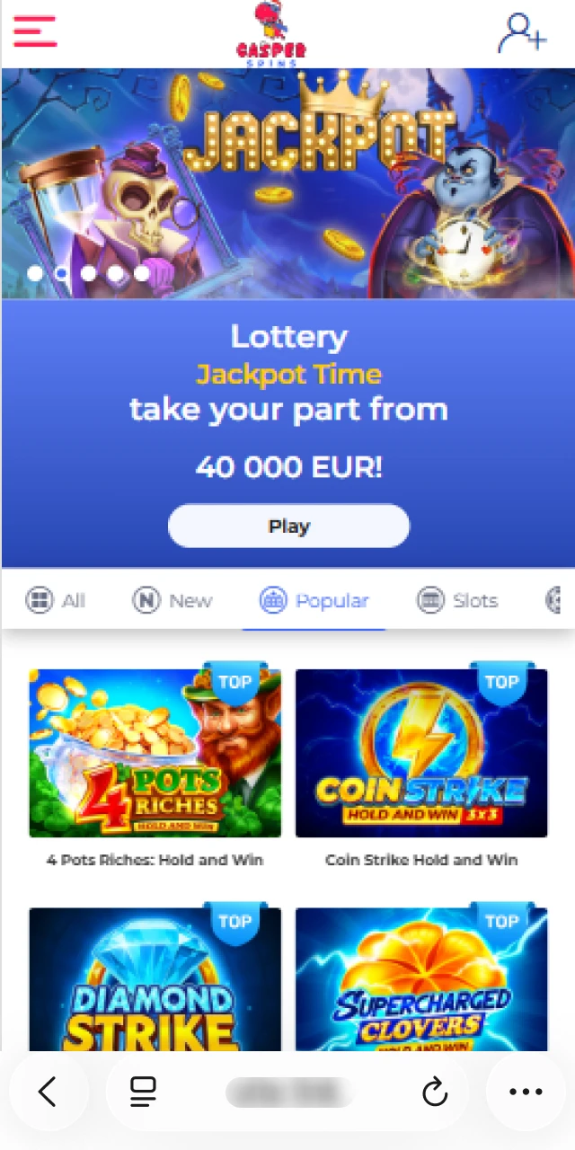 Click the download link for the Casper Spins App iOS version.