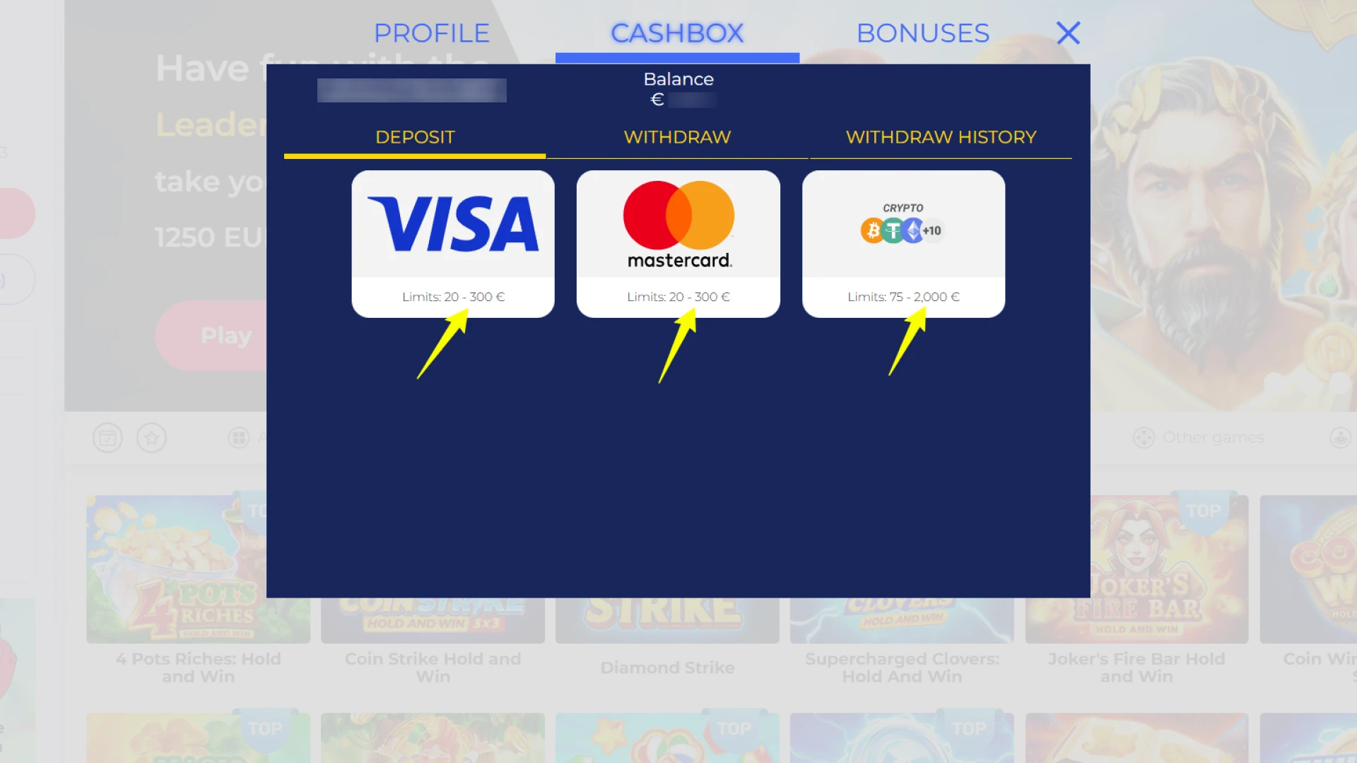 Set deposit limits for your Casper Spins account and play safely.