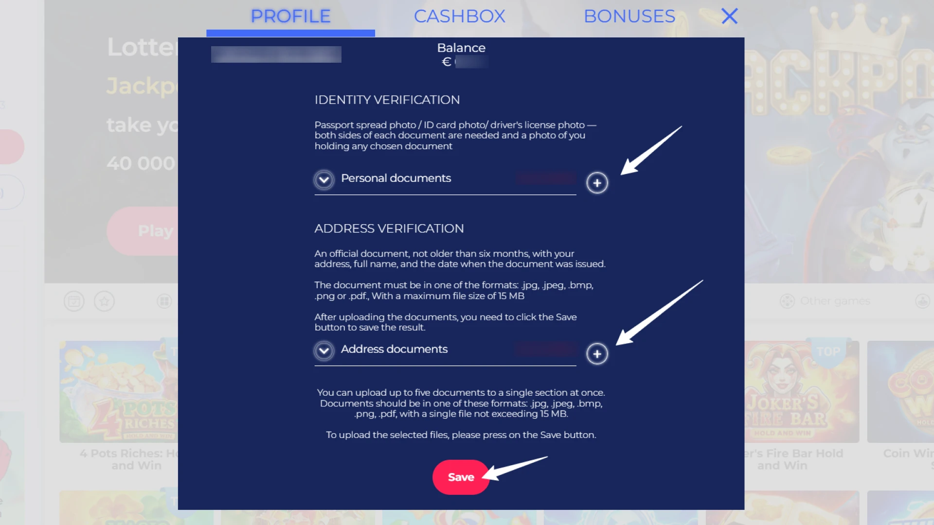 Verify your identity for the Casper Spins account to start playing.